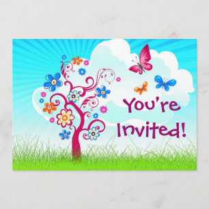 Invitation Papillon à fleurs d'arbre