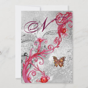 Invitation PAPILLON À PAILLETTES 2 Monogramme Élégant de Mari