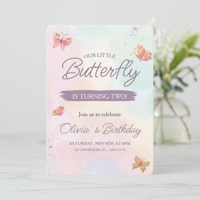 Invitation papillon, Anniversaire des papillons Pa (Debout devant)