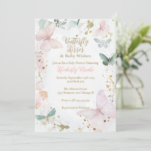 Invitation Papillon baby shower papillon embrasse baby shower