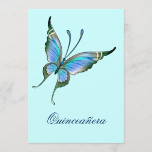 Invitation Papillon bleu sarcelle Quinceanera 15e anniversair