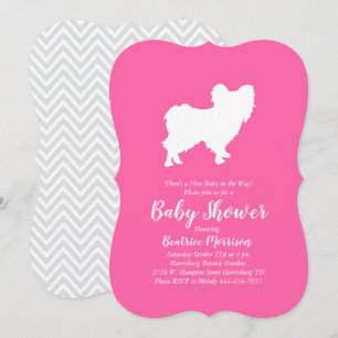 Invitation Papillon Chien Baby shower fille rose