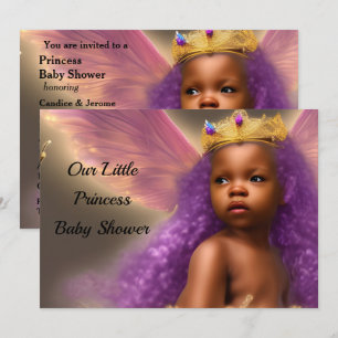 Invitation papillon de Baby shower Princess ethnique violet 2