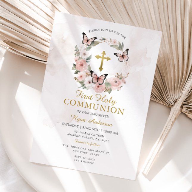 Invitation Papillon de couronne Roses roses roses roses Premi (Créateur téléchargé)