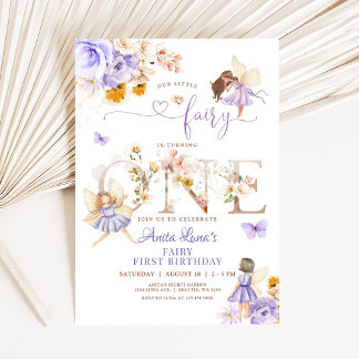 Invitation Papillon de fée Magique Anniversaire 1ère Fleur sa