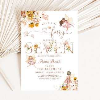 Invitation Papillon de fée Magique Anniversaire 7 ans Fleur s