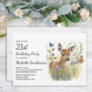 Invitation Papillon de feuillage floral de cerf nouveau-né 21