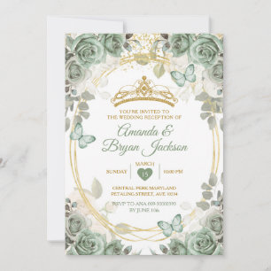 Invitation Papillon de la couronne d'or verte de la réception