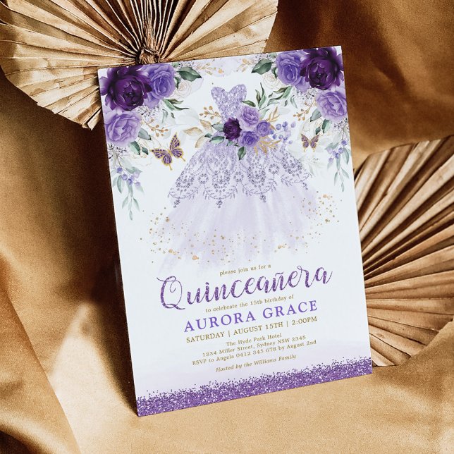 Invitation Papillon de la robe princesse Quinceañera (Créateur téléchargé)