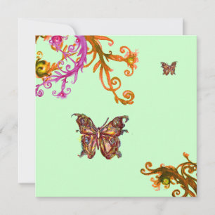 Invitation PAPILLON D'OR , rose jaune vert vif