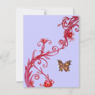Invitation PAPILLON D'OR , rouge bleu vif