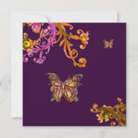 PAPILLON D'OR SUR FOND VIOLET ,Mariage Élégant et 