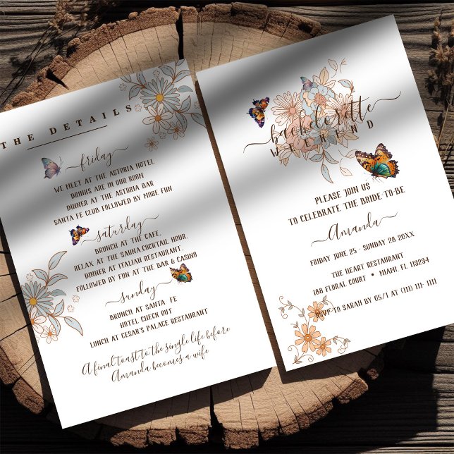 Invitation Papillon Élégant Art Groovy Week-end de Bacheloret (Créateur téléchargé)