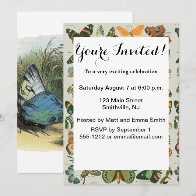 Invitation Papillon Elf Art Cute Elves Papillons (Devant / Derrière)