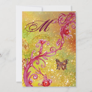 Invitation PAPILLON EN ÉTOILES 2 Monogramme Élégant de Mariag