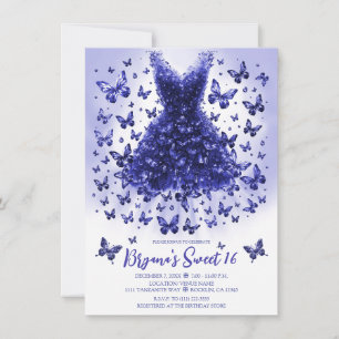 Invitation Papillon en Tanzanite Robe Pierre de Naissance Déc