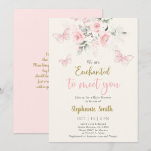 Invitation Papillon Enchanté Pour Vous Rencontrer Fille Baby 