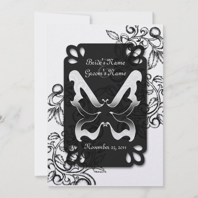 Invitation Papillon et floraison (Devant)