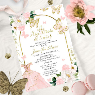 Invitation Papillon Fille Espagnole Ma Présentation de 3 Ans
