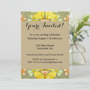 Invitation Papillon Floral Botanique coloré