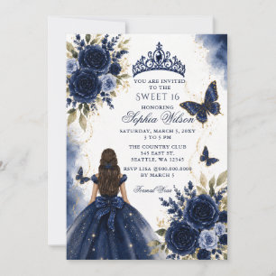 Invitation Papillon floral or marine Princesse douce 16