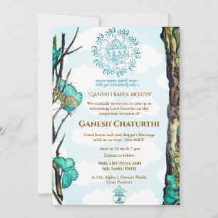 Invitation Papillon Ganesh Chaturthi Puja