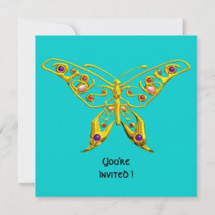 Invitation PAPILLON HYPER OR, PIERRES PRÉCIEUSES, Turquoise B