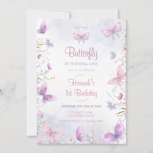 Invitation Papillon Invitation Anniversaire Papill (Devant)
