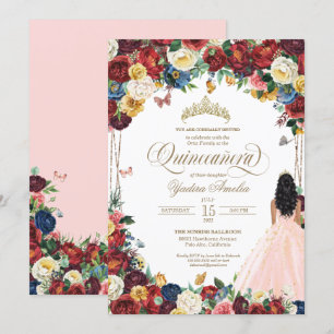 Invitation Papillon Jardin rose pâle Quinceanera