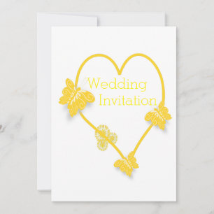 Invitation Papillon jaune Mariage de conception cardiaque