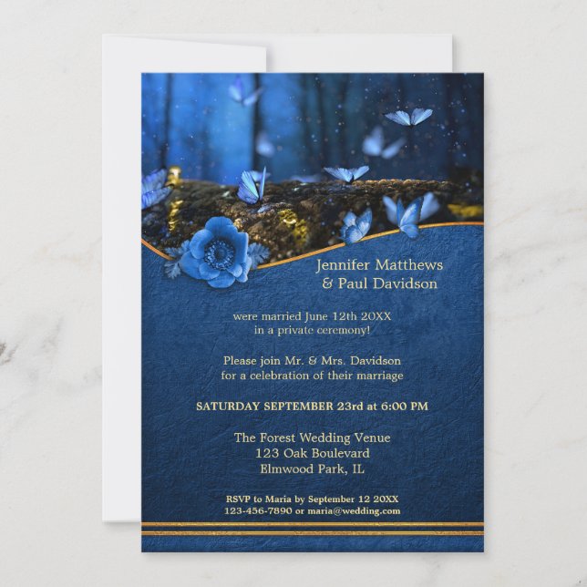 Invitation Papillon magique Votre Photo Post Mariage (Devant)