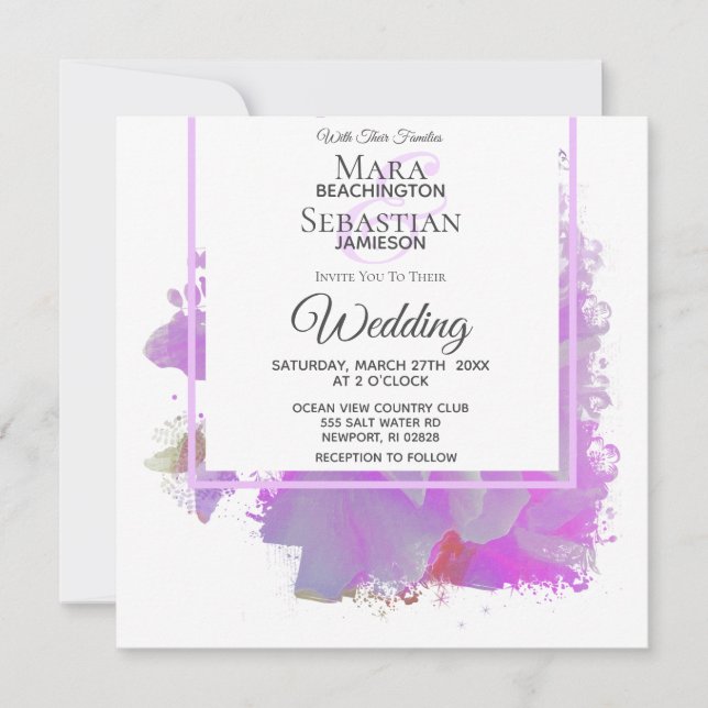 Invitation *~* Papillon Peony Peinture Florale AR3 Mariage (Devant)