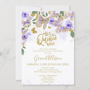Invitation papillon Quinceanera Bilingue