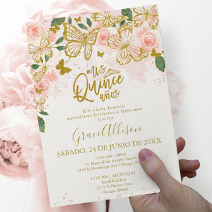 Invitation Papillon Quinceanera Formulation espagn