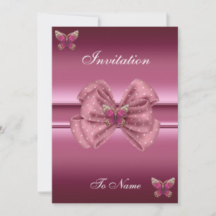 Invitation Papillon rose Bow