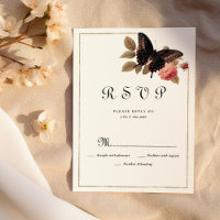 Papillon rose brun vintage RSVP floral