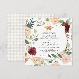 Invitation Papillon Rose de corail flou d'aquarelle
