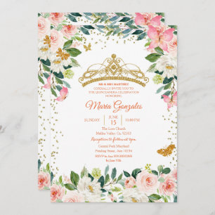 Invitation Papillon rose et or bleu Mis Quince