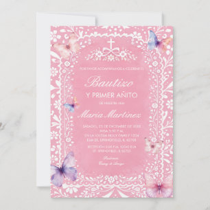 Invitation Papillon Rose Fille Espagnole Bautizo Et Premier A