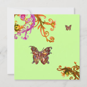 Invitation PAPILLON, rose jaune vert vif