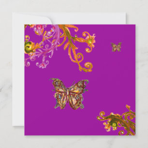 Invitation PAPILLON, rose jaune violet vif