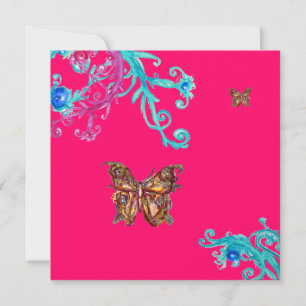 Invitation PAPILLON, rose vif  bleu