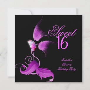 Invitation Papillon rose violet doux 16 Seize Parti