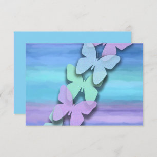 Invitation Papillon RSVP Turquoise Purple Aquarelle