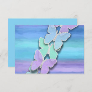 Invitation Papillon RSVP Turquoise Purple Aquarelle