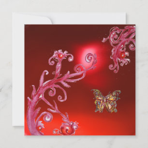 Invitation PAPILLON  RUBIS ROUGE rose vif,