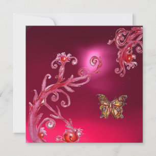 Invitation PAPILLON RUBIS ROUGE rose vif
