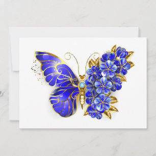 Invitation Papillon saphir à fleurs