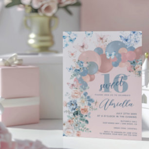 Invitation Papillon Sweet 16 Anniversaire