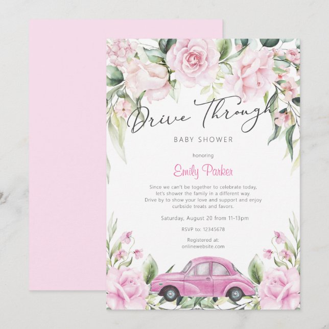 Invitation Papillon, Thèmes de Baby shower de fille, (Devant / Derrière)